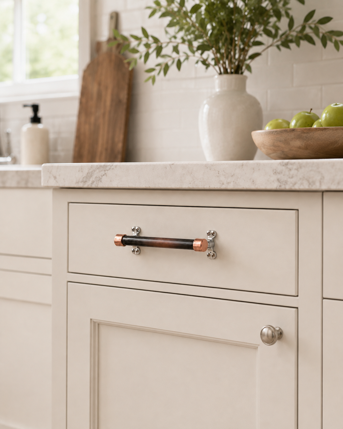 Burnished End Cap Cabinet Pull