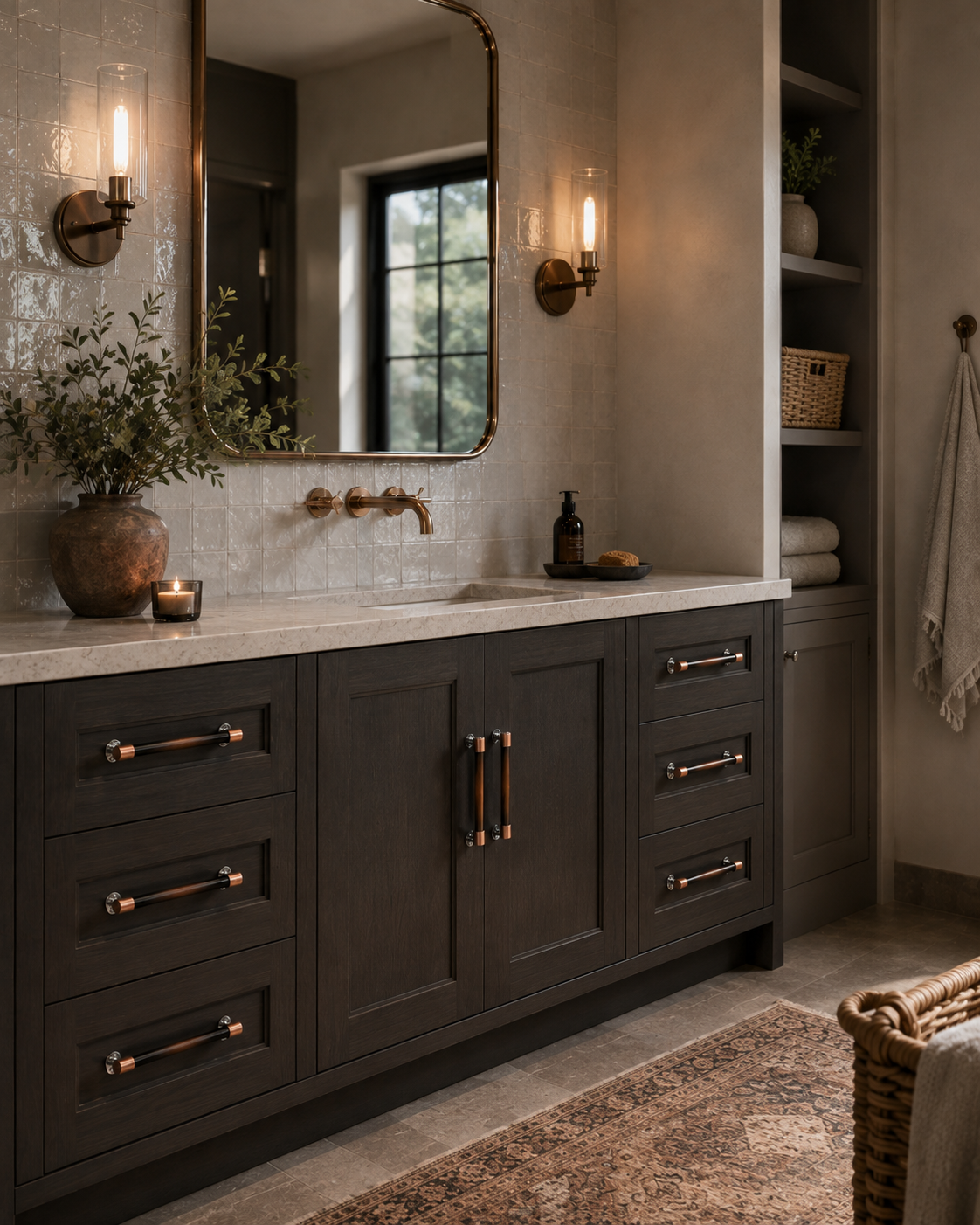 Burnished End Cap Cabinet Pull